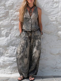 Boho Paisley Print Sleeveless Top & Harem Pants Co-ord Set