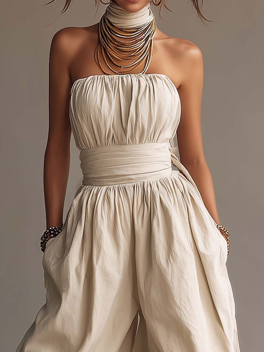 Bohemian Strapless Balloon-Leg Jumpsuit