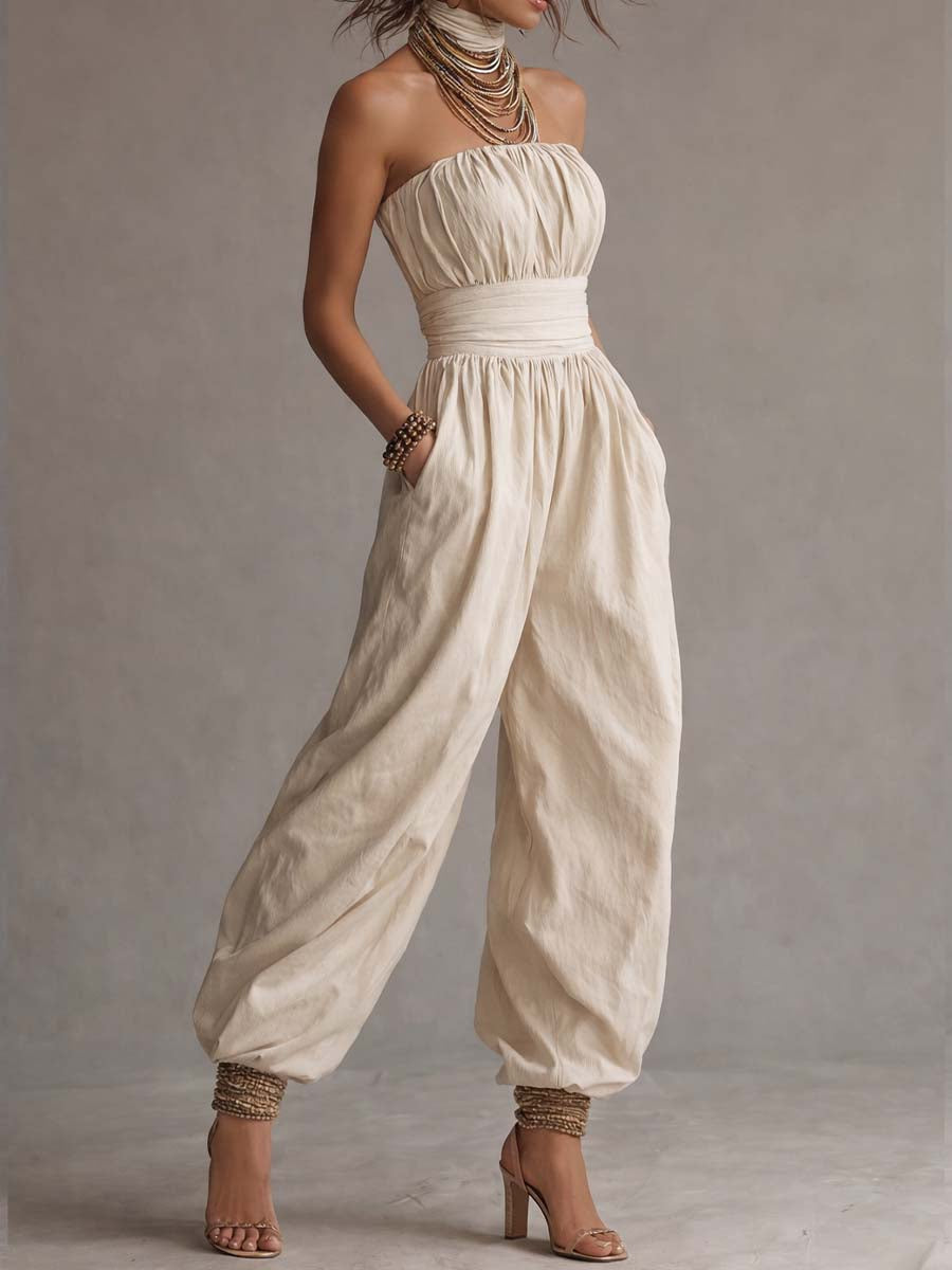 Bohemian Strapless Balloon-Leg Jumpsuit