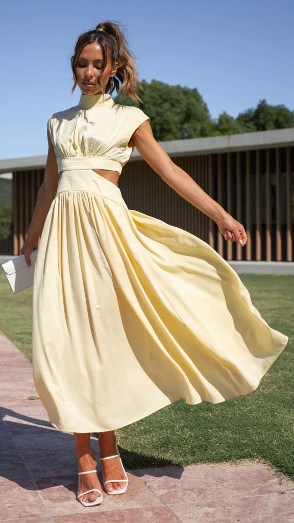 Solid Color Sleeveless Dress Summer Casual Fit A-Line Dresses Women's Clothing