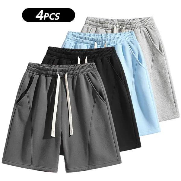 (4-Pack)Men's Solid Pocket Lightweight Breathable Casual Workout Shorts