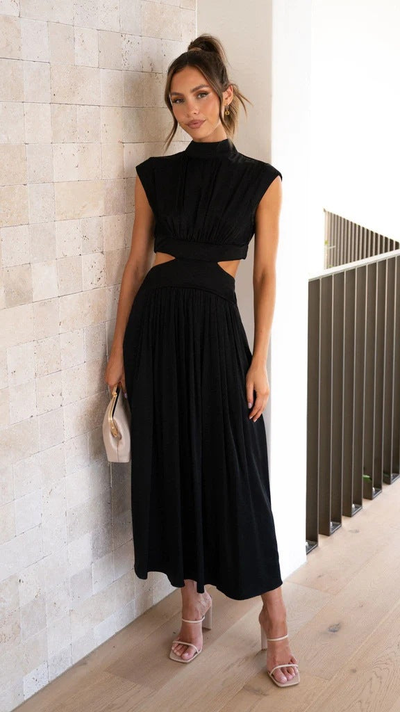 Solid Color Sleeveless Dress Summer Casual Fit A-Line Dresses Women's Clothing