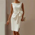 Fashion Bowknot Dress Solid Color Elegant Slim Sleeveless Dresses Women's Casual Office Party Clothing