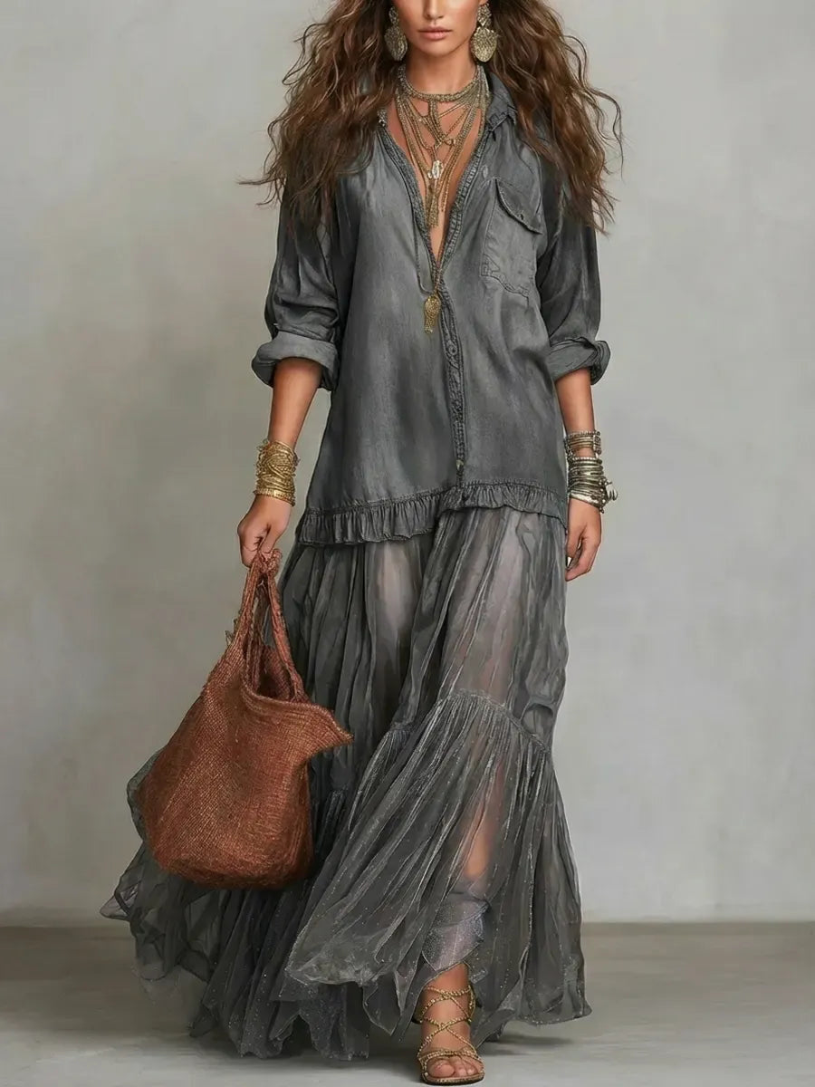 Boho Chic Flowing Maxi Dress Set