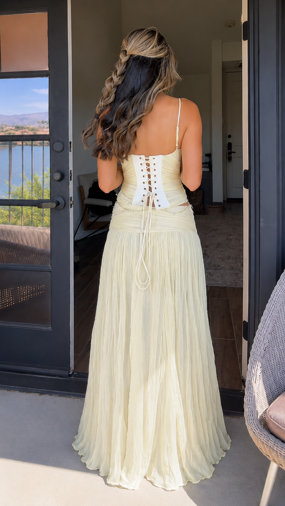 Embellished Cami Top & Pleated Maxi Skirt Set