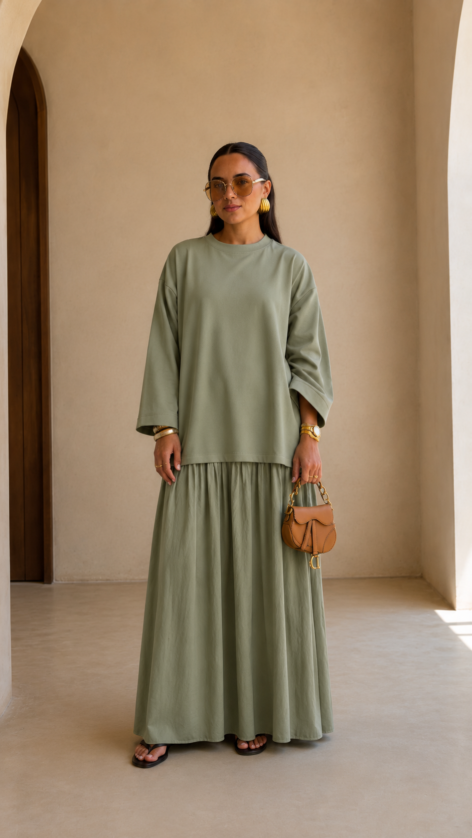 Oversized Sweatshirt Top & Maxi Skirt Set
