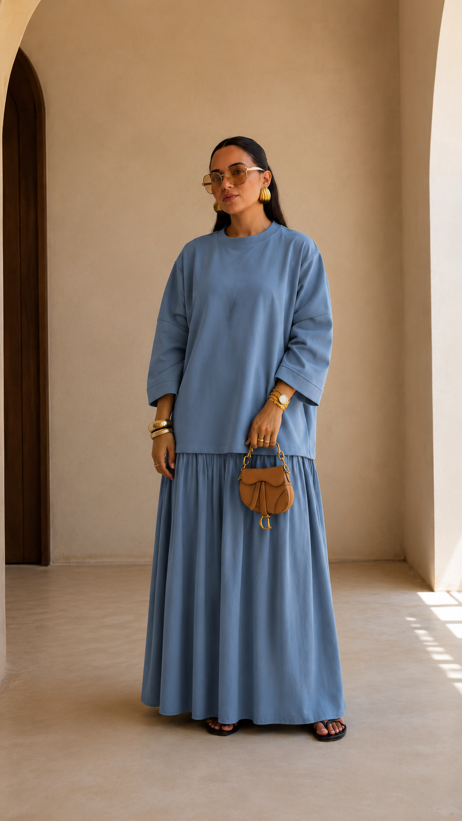 Oversized Sweatshirt Top & Maxi Skirt Set
