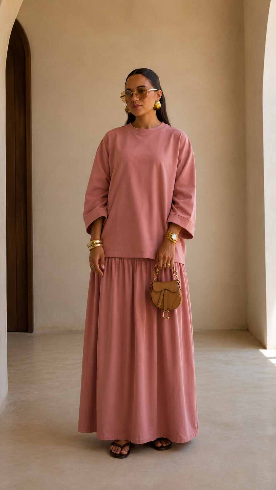 Oversized Sweatshirt Top & Maxi Skirt Set