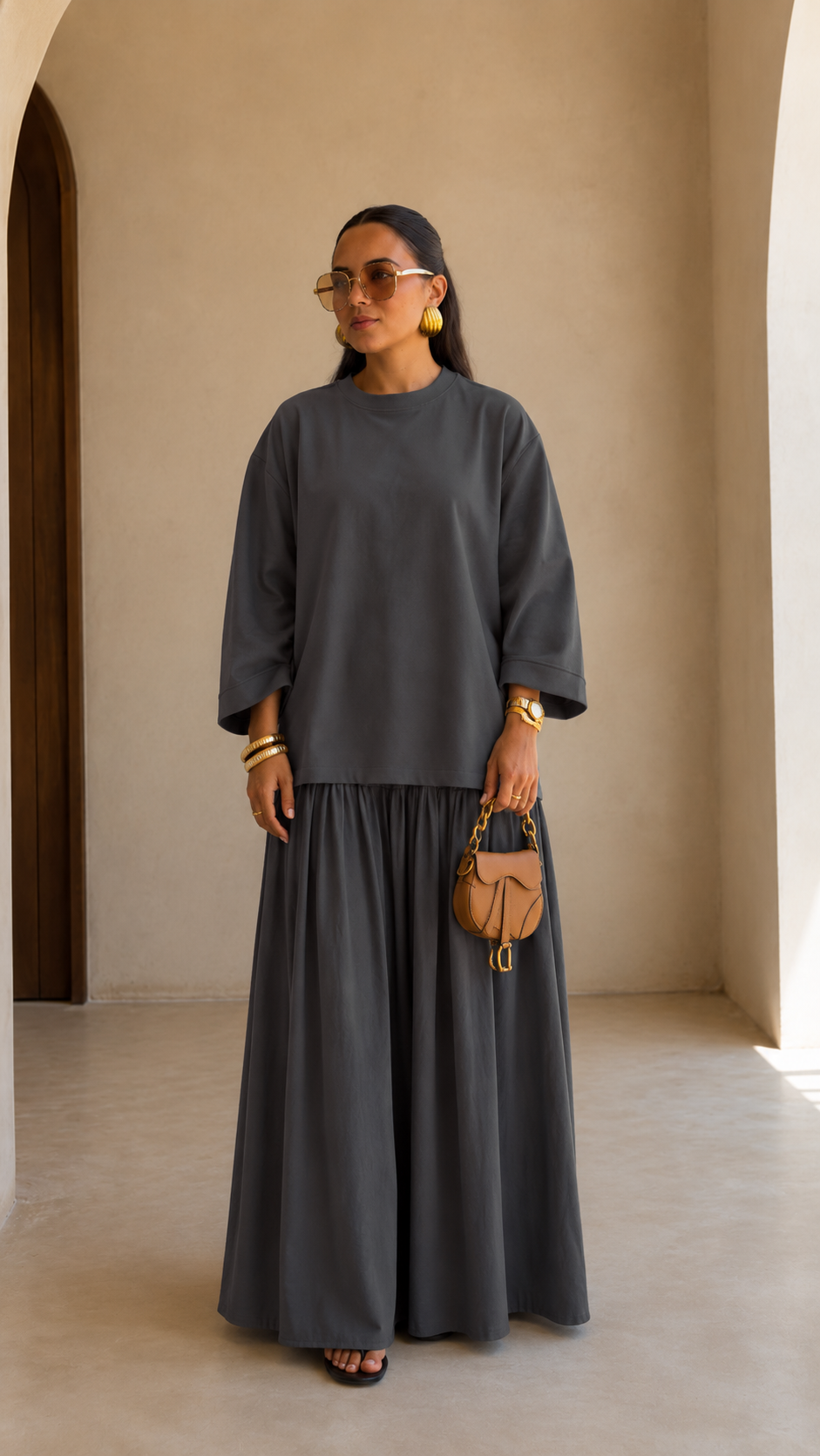 Oversized Sweatshirt Top & Maxi Skirt Set