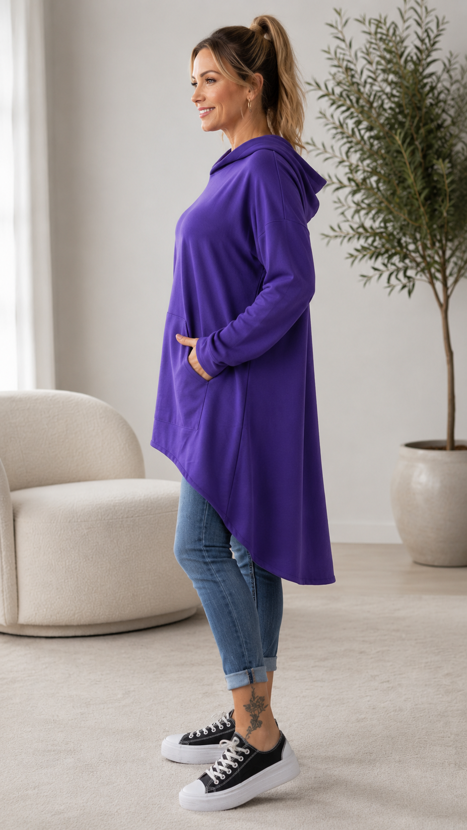 Asymmetrical Hooded Tunic