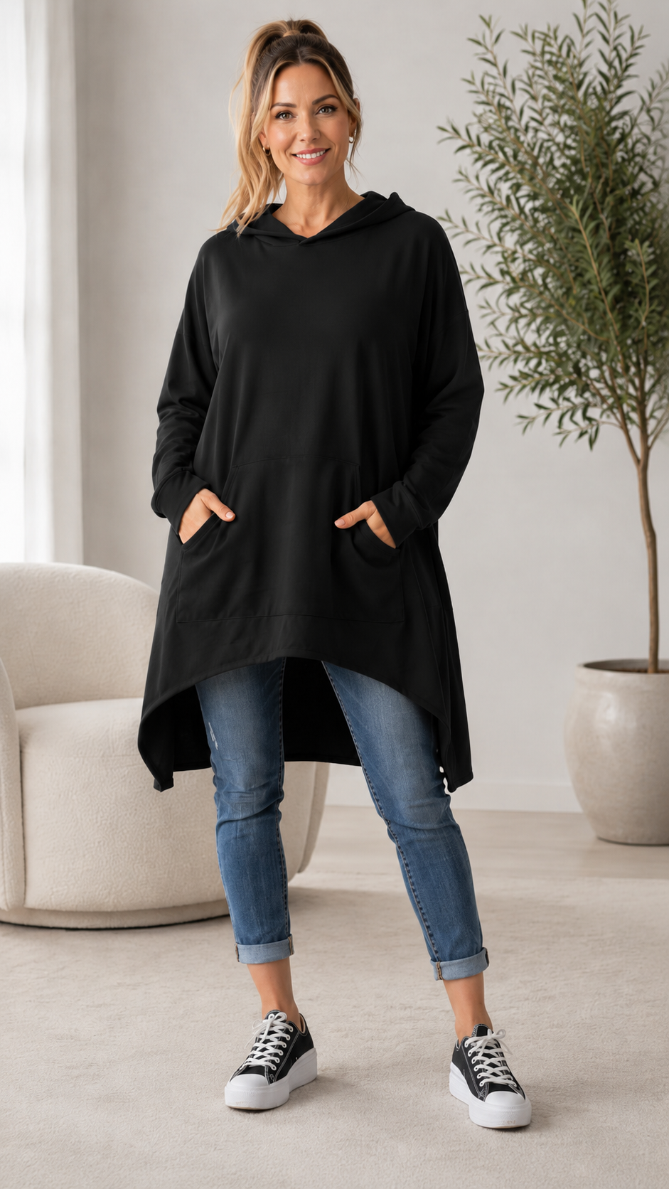 Asymmetrical Hooded Tunic