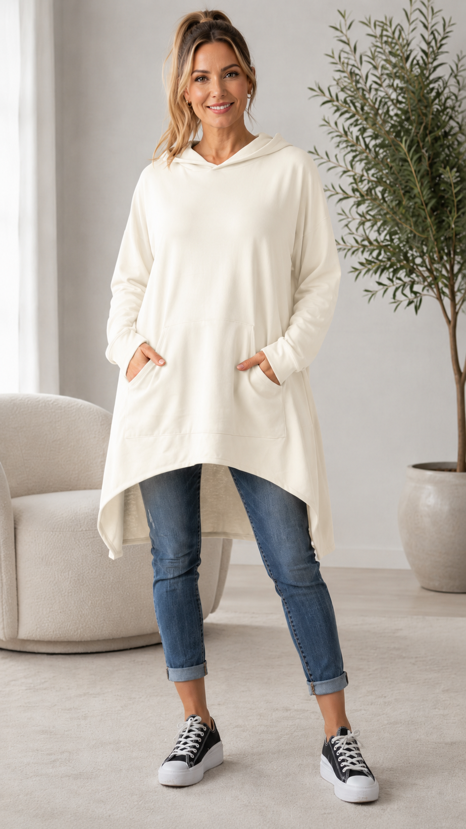 Asymmetrical Hooded Tunic
