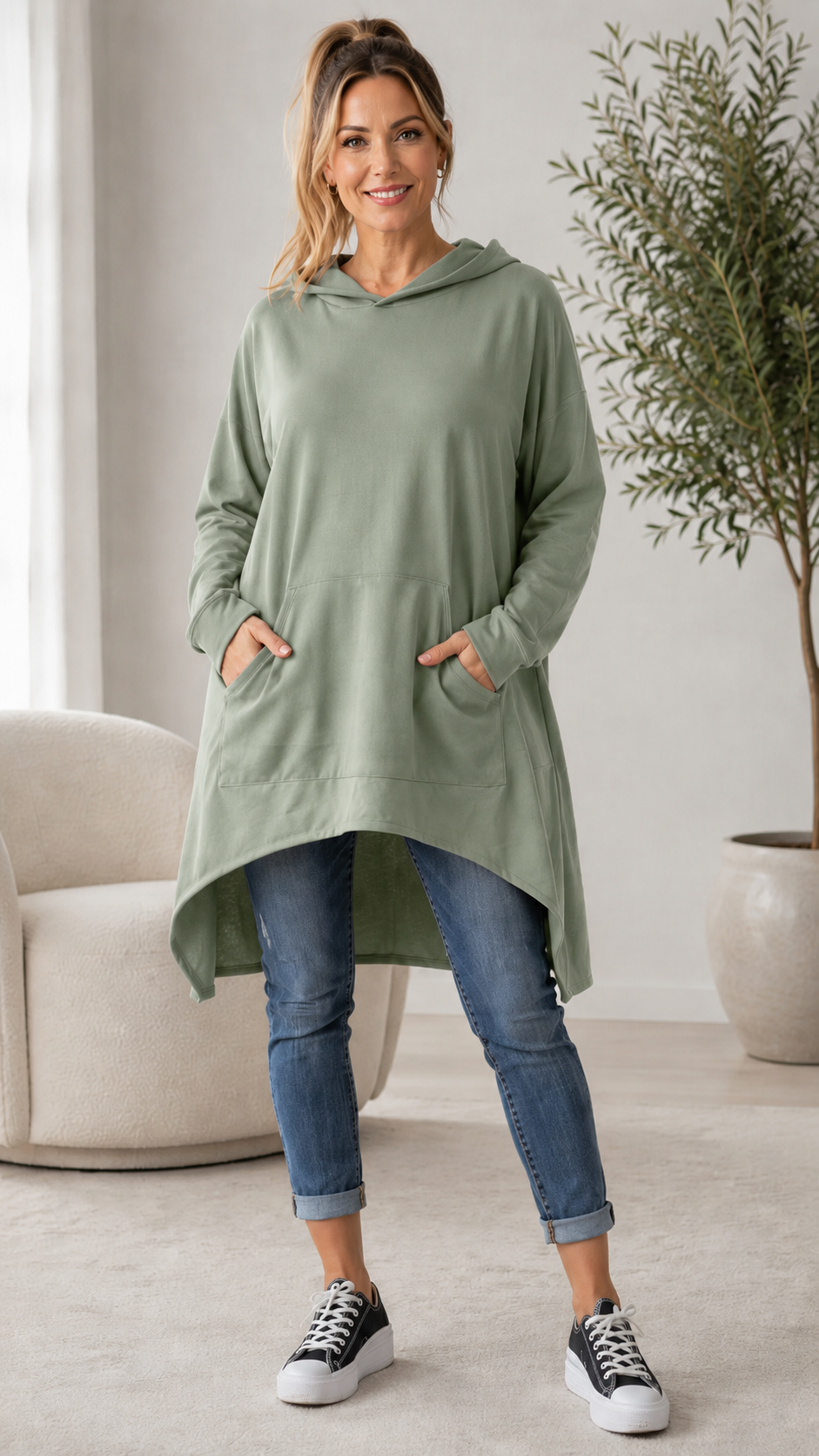 Asymmetrical Hooded Tunic