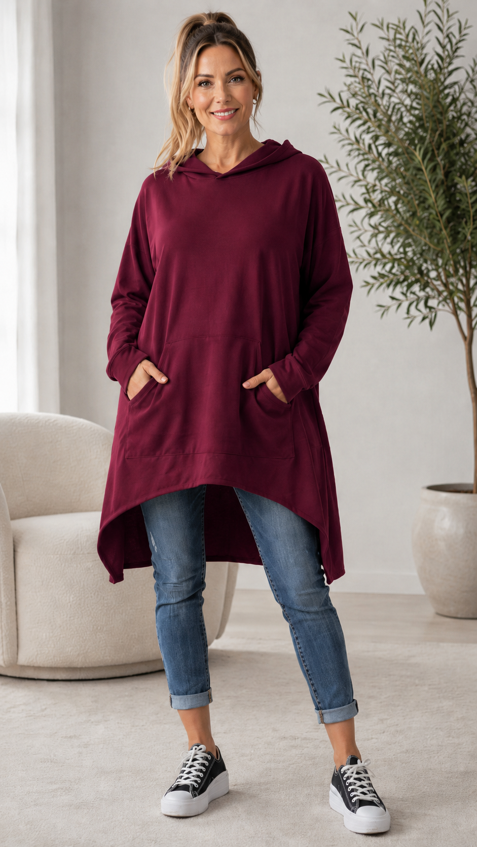 Asymmetrical Hooded Tunic