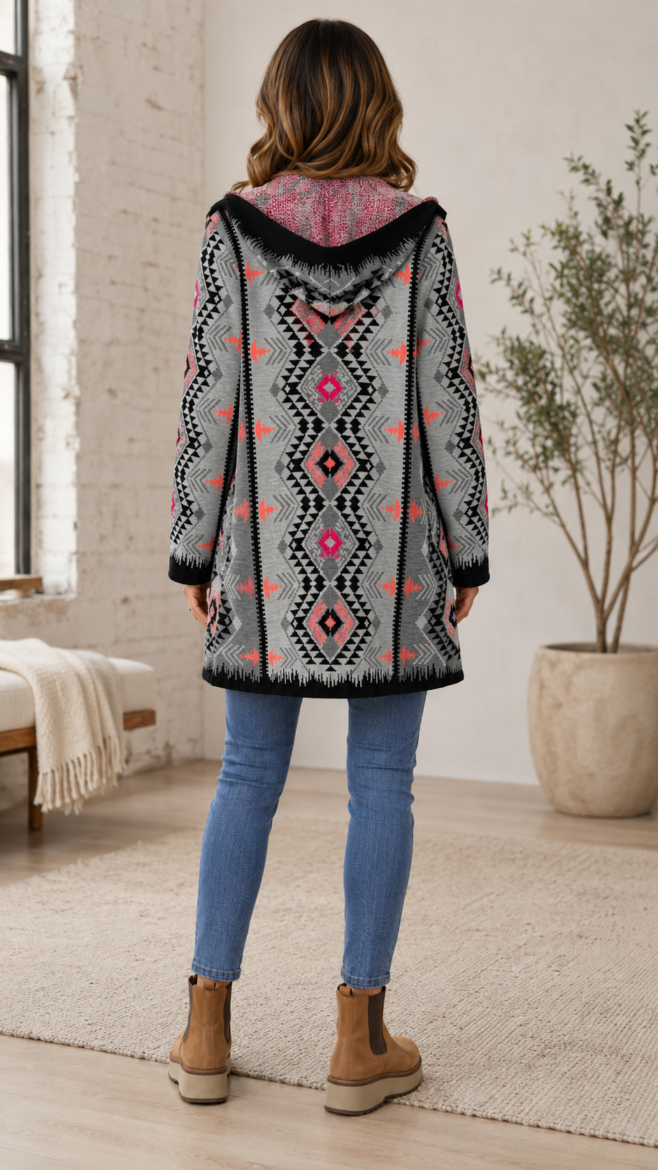 Western Hooded Knit Coat