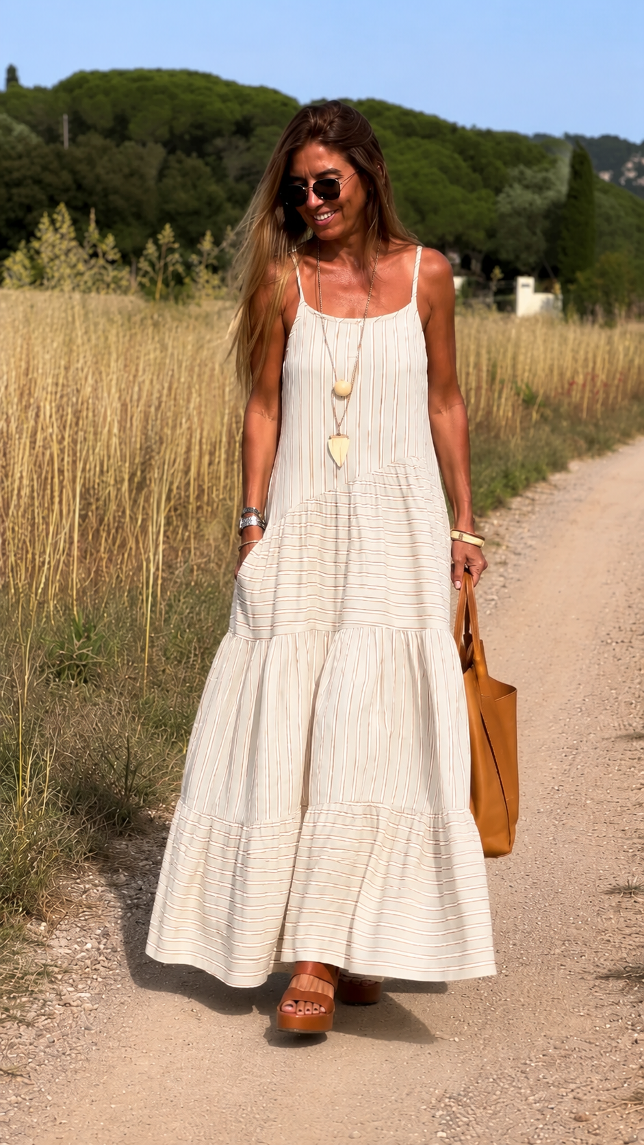 Striped Tiered Maxi Dress