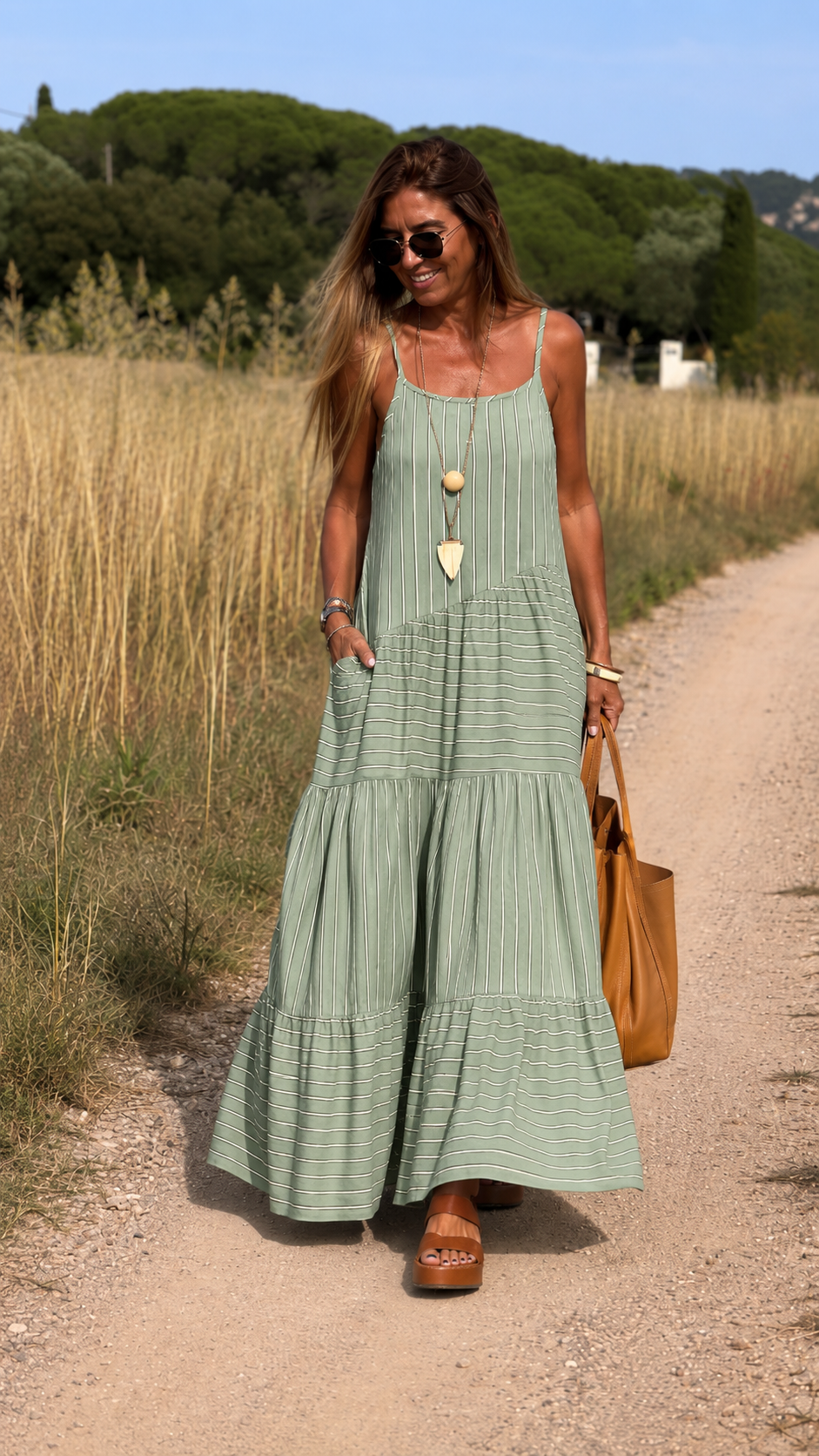 Striped Tiered Maxi Dress
