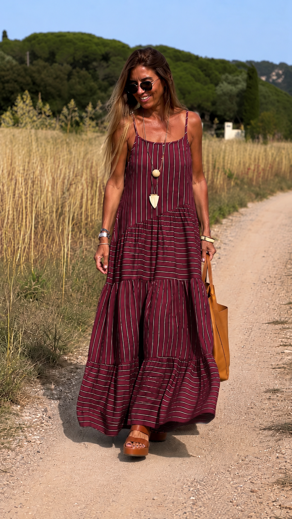 Striped Tiered Maxi Dress