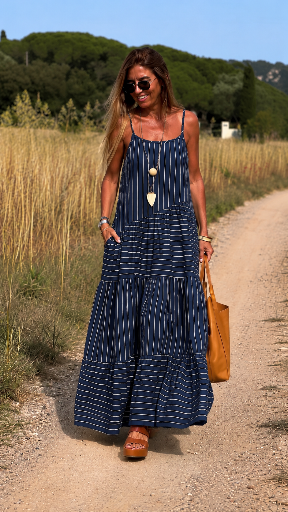 Striped Tiered Maxi Dress