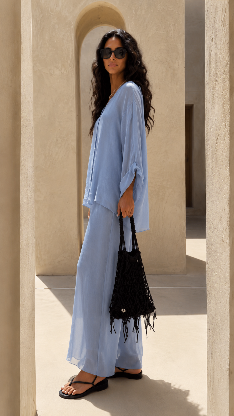 Sheer Wide-Leg Lounge Set