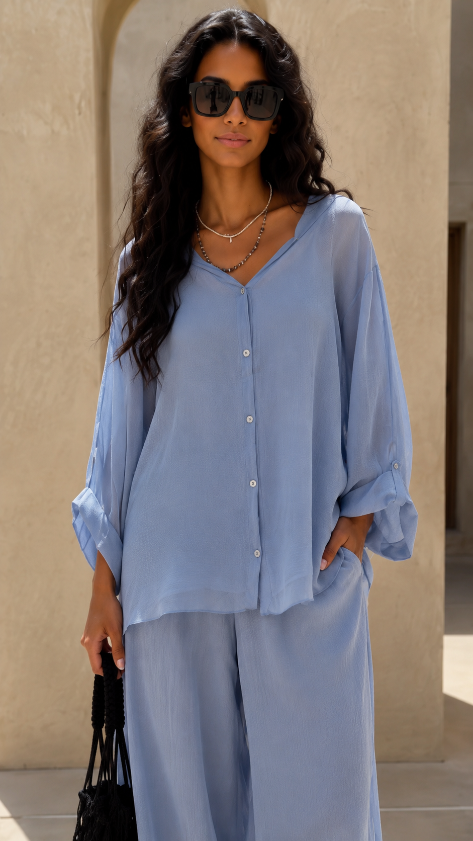 Sheer Wide-Leg Lounge Set