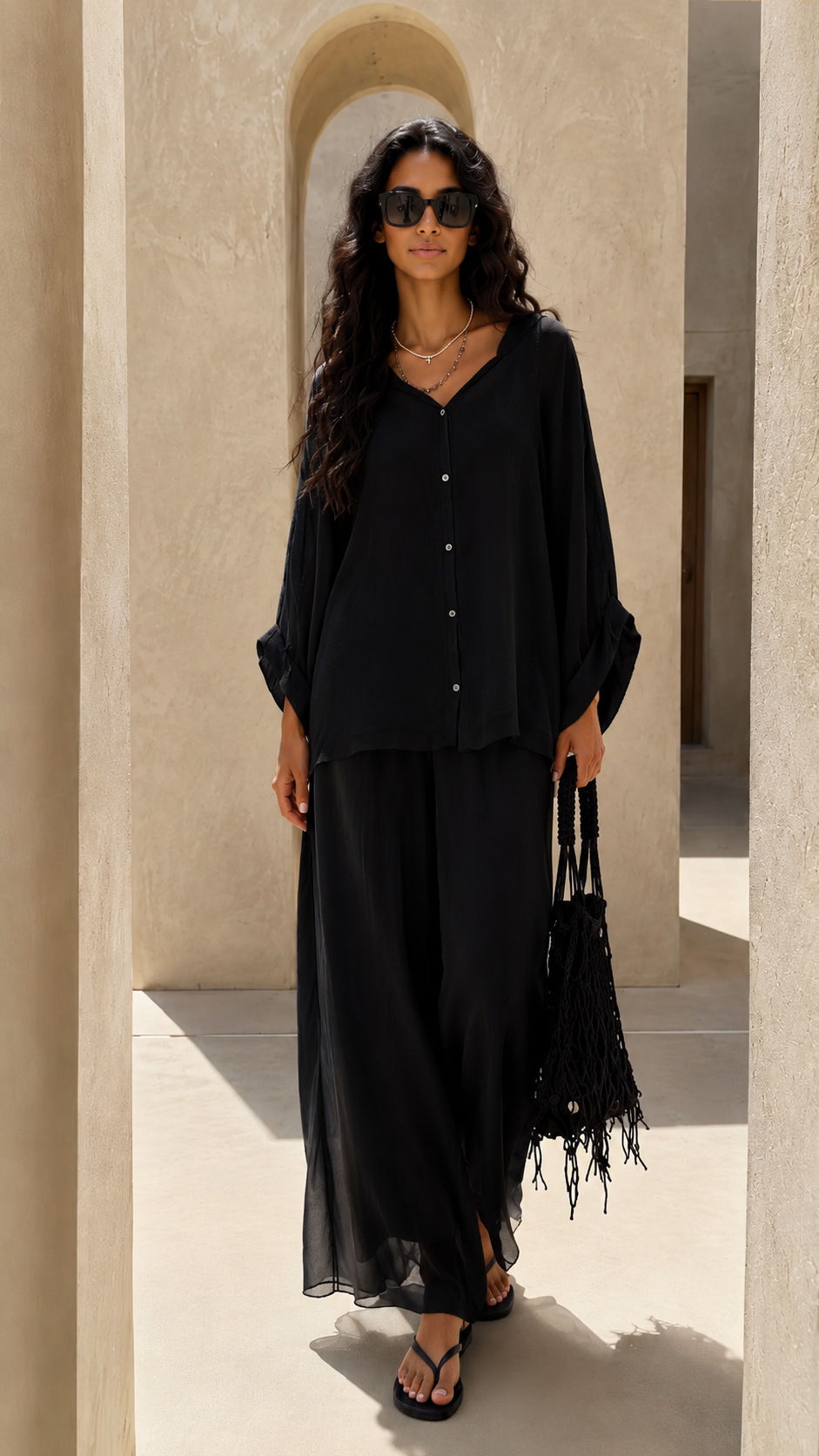 Sheer Wide-Leg Lounge Set
