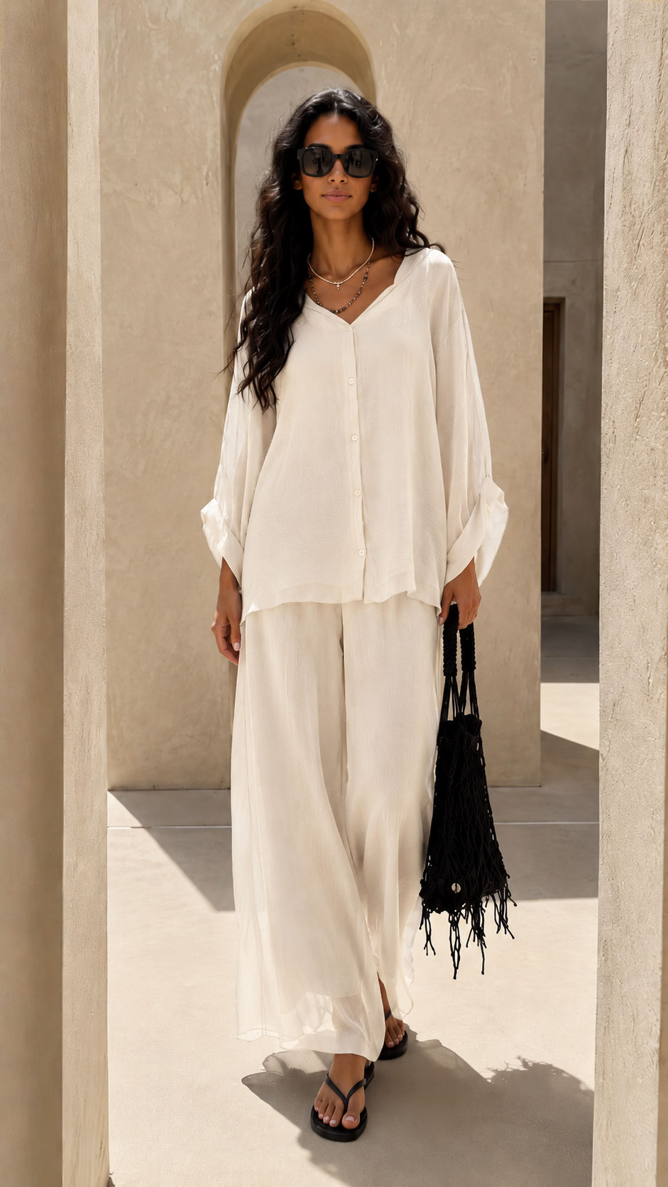 Sheer Wide-Leg Lounge Set