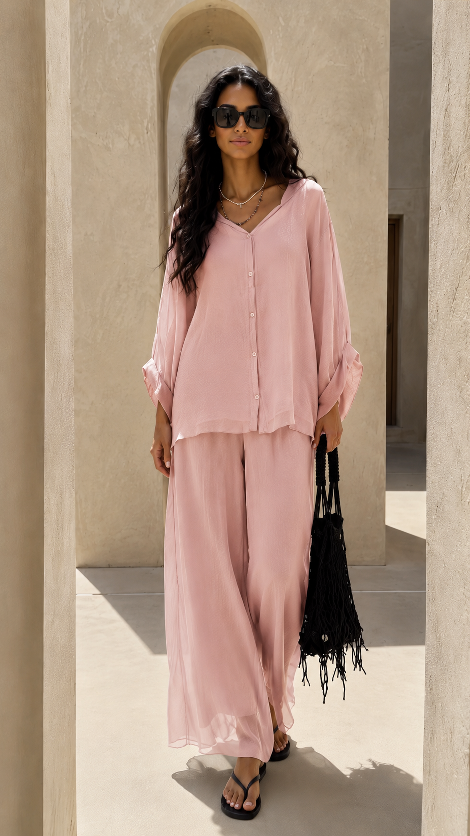 Sheer Wide-Leg Lounge Set