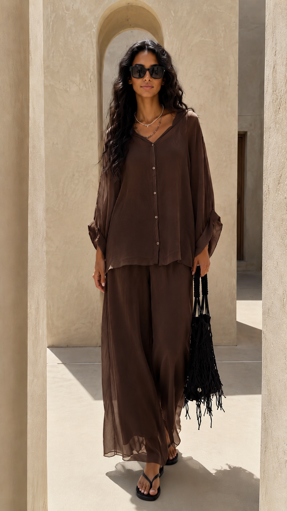 Sheer Wide-Leg Lounge Set