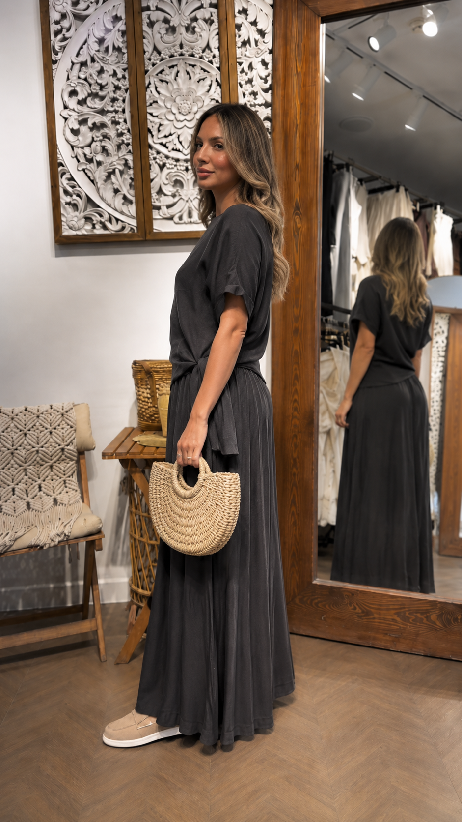 Side-Tie Satin Top & Palazzo Pants Set