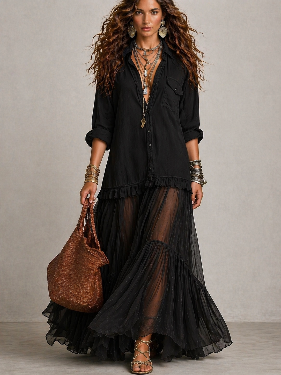 Boho Chic Flowing Maxi Dress Set