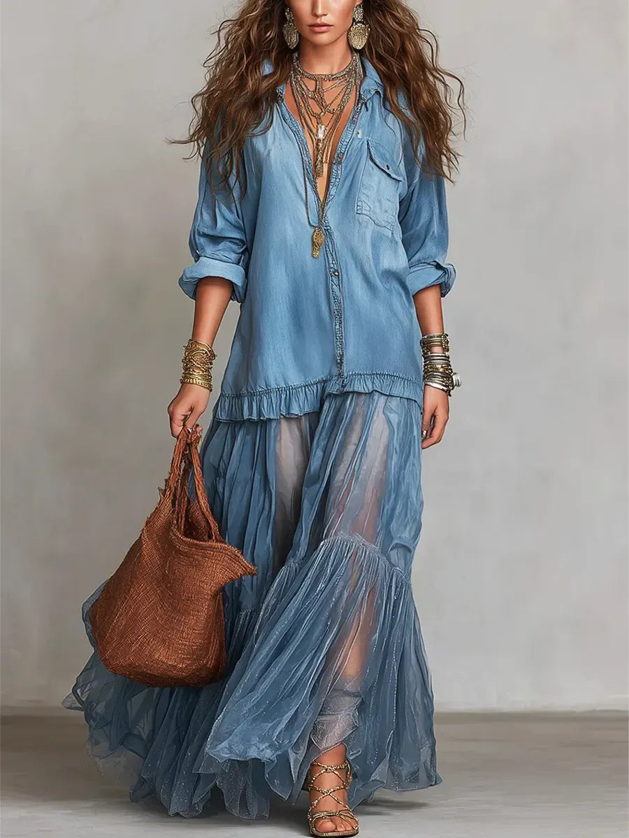 Boho Chic Flowing Maxi Dress Set