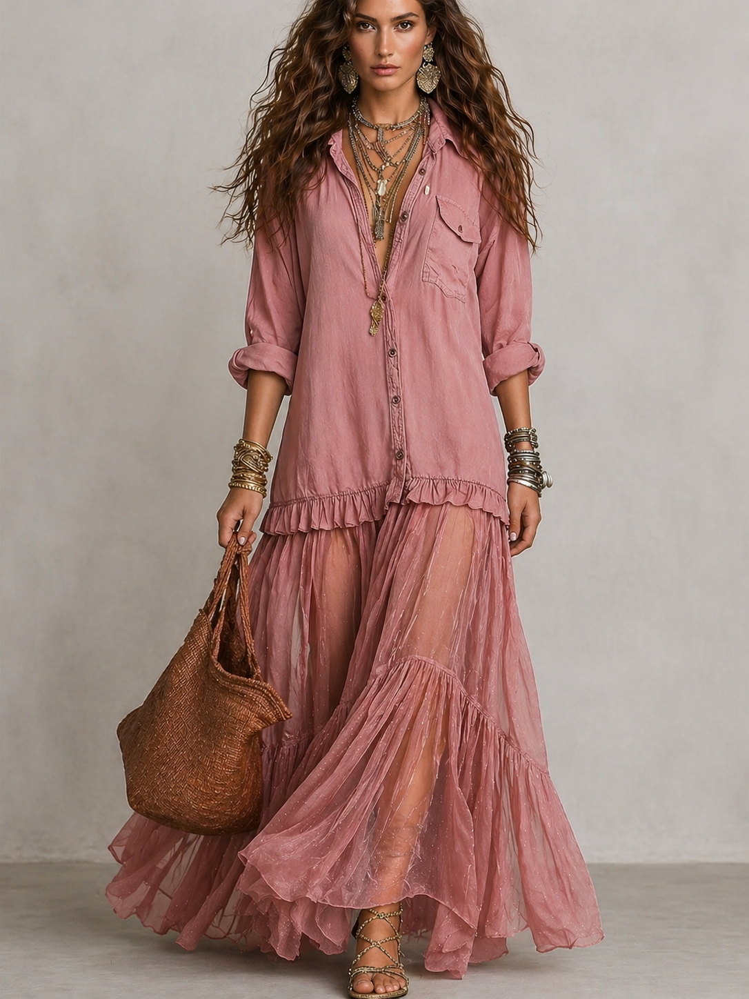 Boho Chic Flowing Maxi Dress Set
