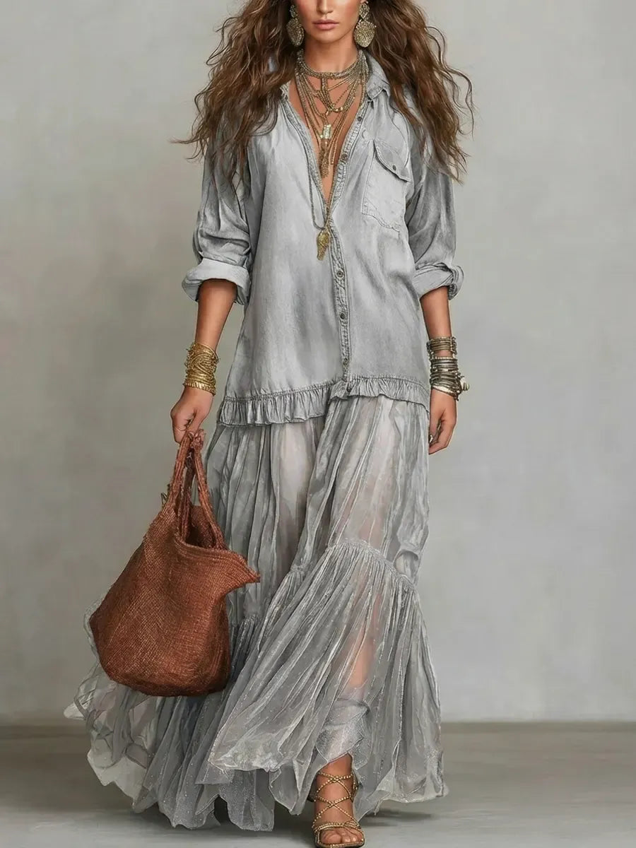 Boho Chic Flowing Maxi Dress Set