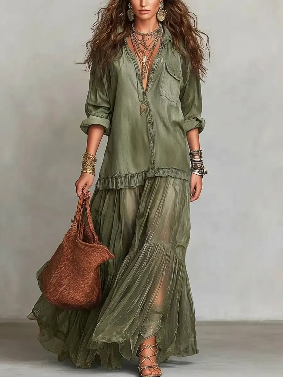 Boho Chic Flowing Maxi Dress Set