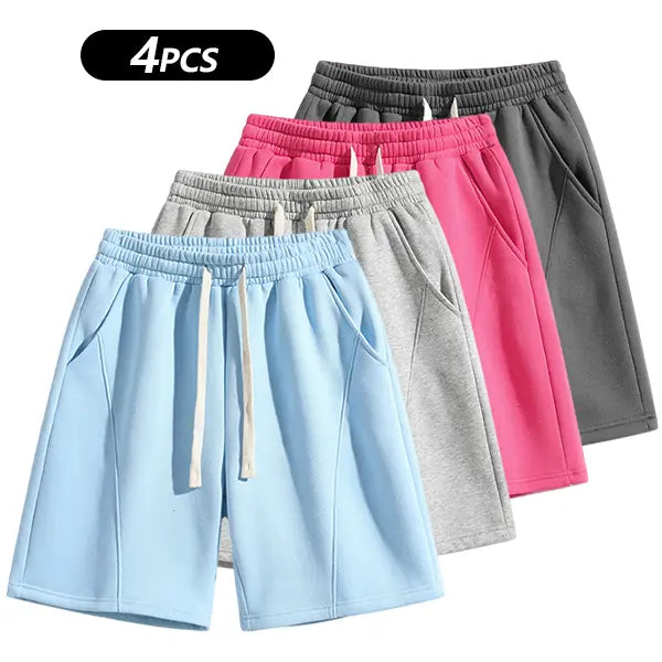 (4-Pack)Men's Solid Pocket Lightweight Breathable Casual Workout Shorts