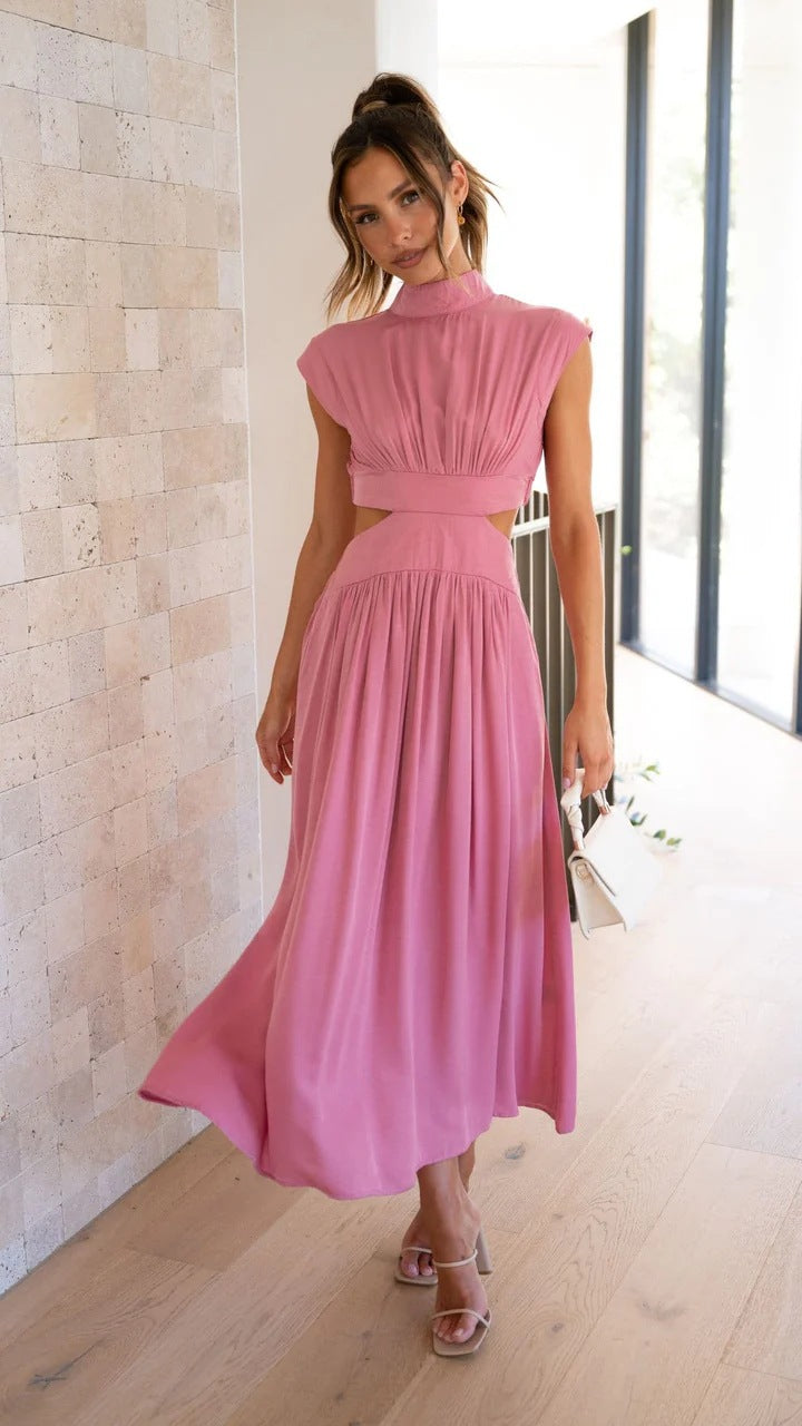 Solid Color Sleeveless Dress Summer Casual Fit A-Line Dresses Women's Clothing