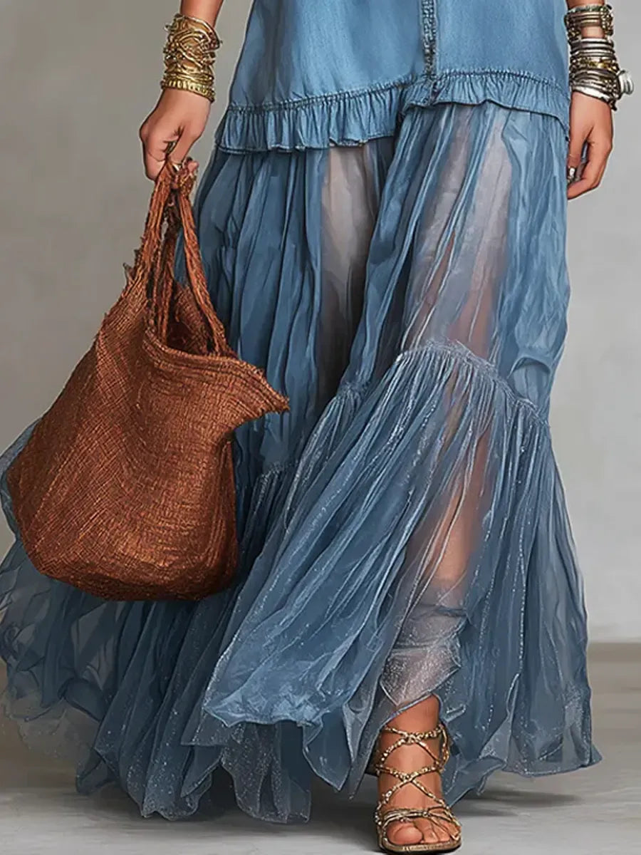 Boho Chic Flowing Maxi Dress Set