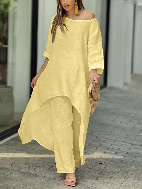 Fashionable Solid Color Two-piece Set